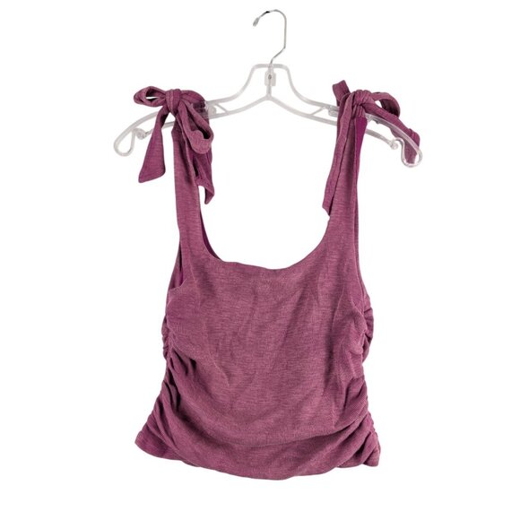 Free People Top Womens Medium Dragonfruit Rouched Cropped Tank - Picture 1 of 5